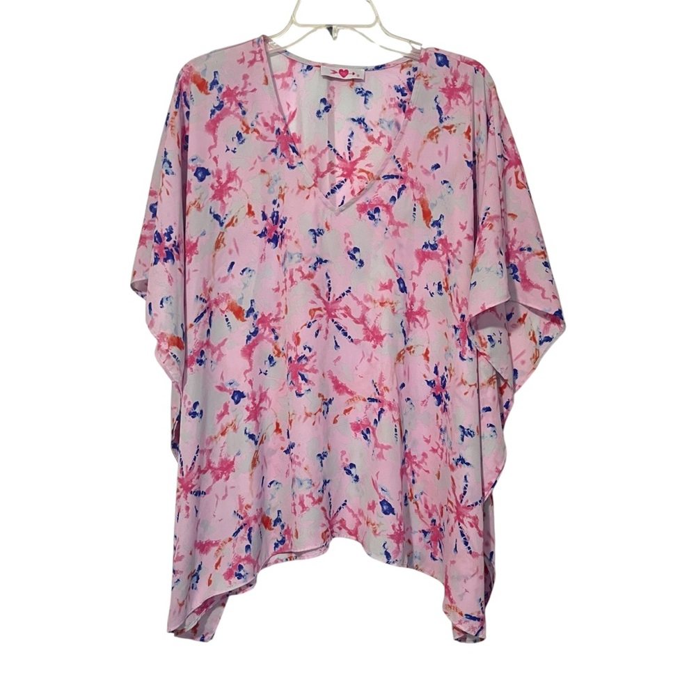 Buddy Love size small women’s pink and blue swim coverup top